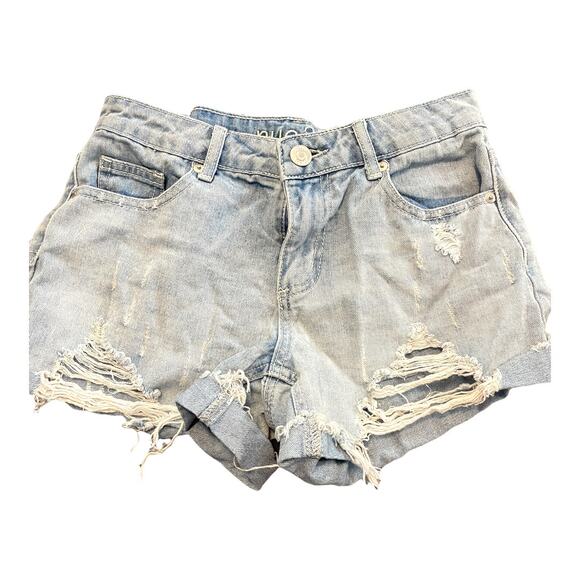 Rue 21 Distressed Light Wash Daisy Dukes Denim Jean Shorts Women's Size 4 - Picture 1 of 6